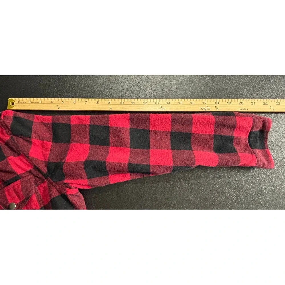 Lucky Brand Red Black Buffalo Plaid Sherpa Lined Shirt Jacket Shacket Mens M‎